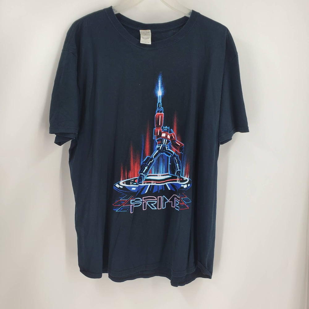 🩵GILDAN Men XL Black Optimus Prime Short Sleeve graphic T-Shirt